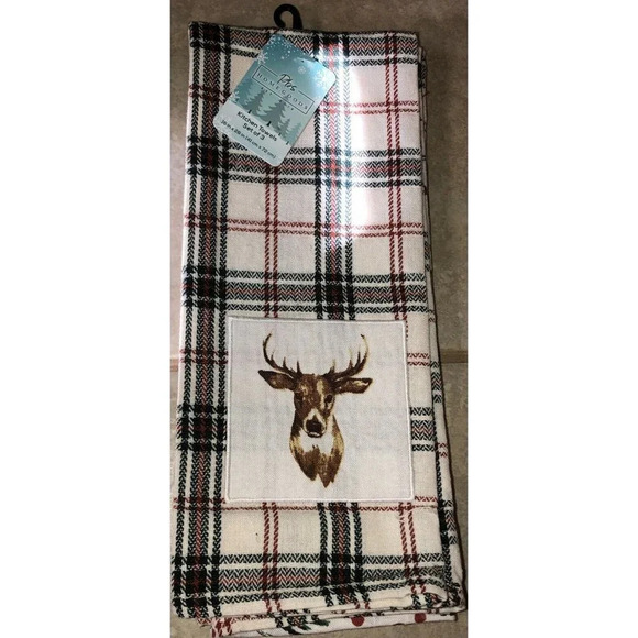 NWT Set Of 3 Kitchen Towels Holiday Buck Deer 16” X 28” - Picture 2 of 2